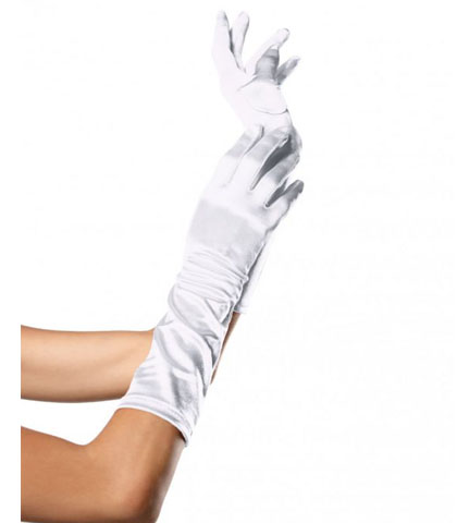 Bele satenske rukavice